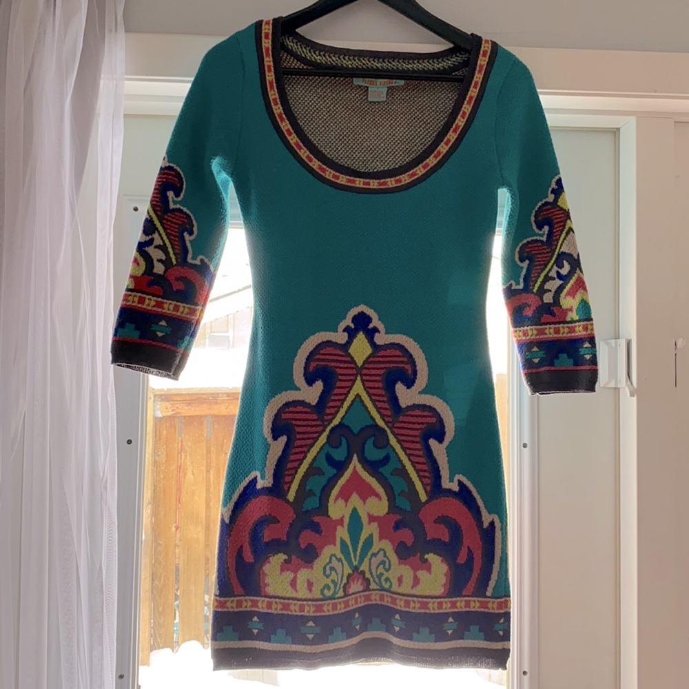 Gorgeous thick Knit Teal Flying Tomato Dress
